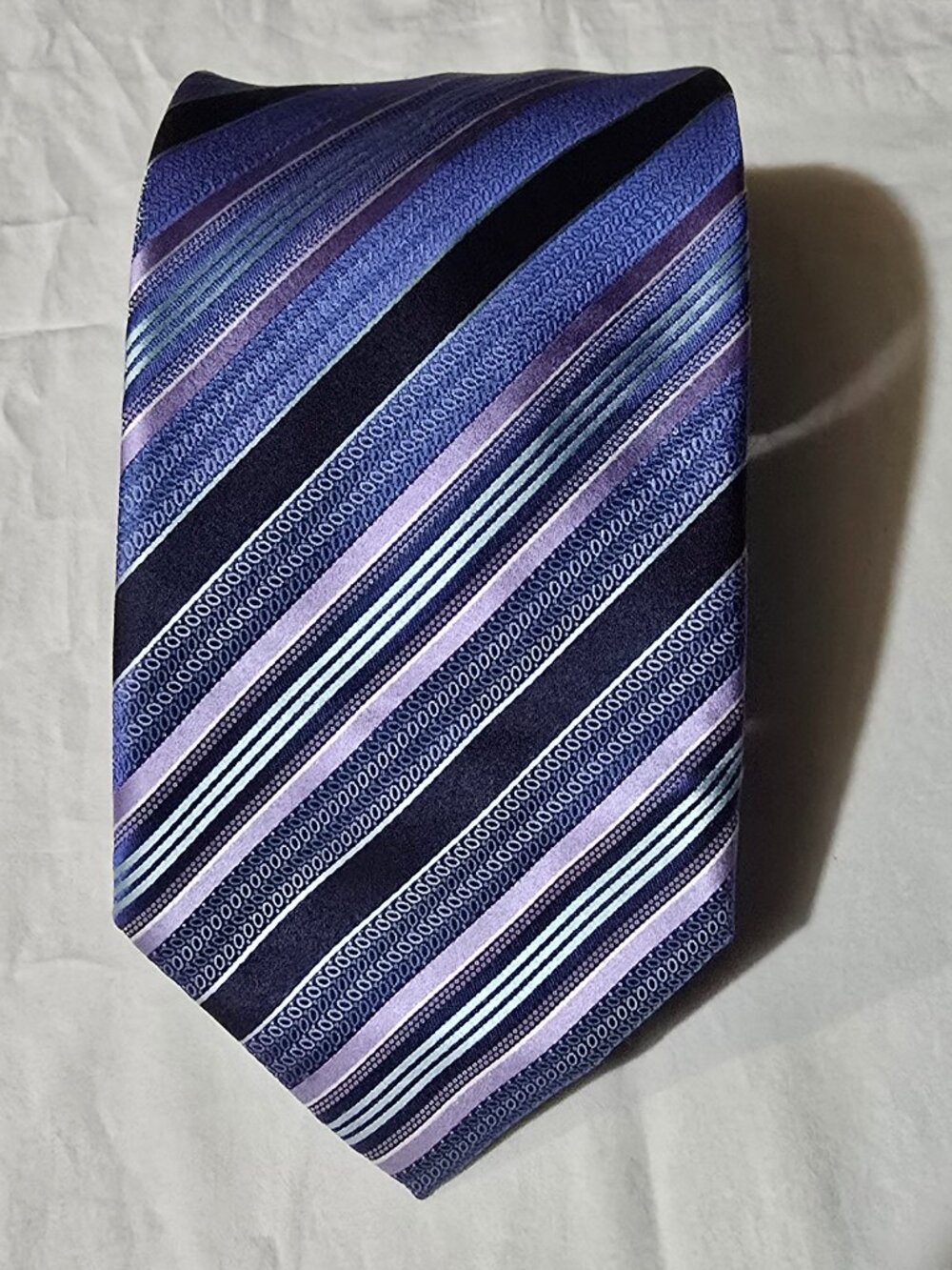 Brioni Made in Italy 100% Silk Long Necktie - Blue Purple Striped